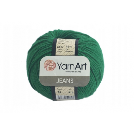 Włóczka JEANS YarnArt kol 52 butelkowa    zieleń