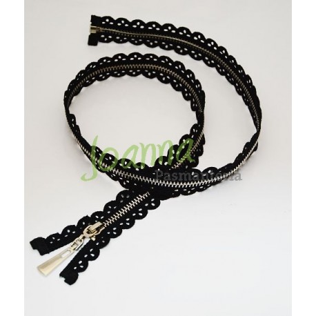 Zamek ażurowy 60cm czarny-srebrny  Zamek ażurowy 60cm czarny-srebrny