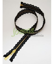 Zamek ażurowy 60cm czarny-złoty 